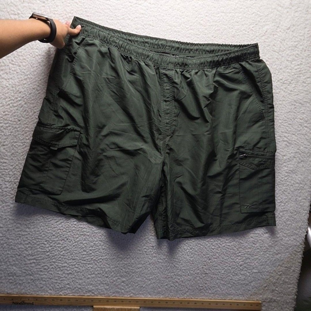 Reebok Shorts Mens 4XL Green Speedwick Cargo 10 Inseam Elastic Waist Gym